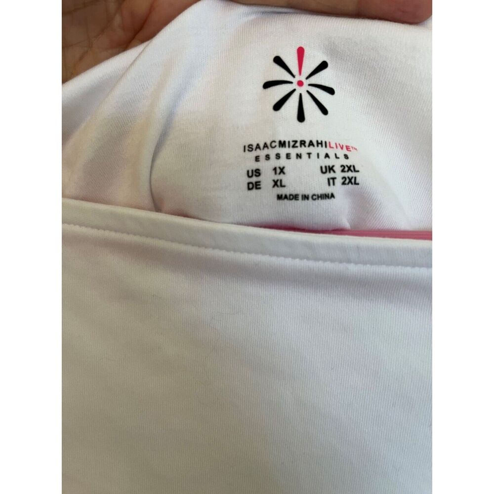 Isaac Mizrahi Womens 1X Top Tee Cotton Boat-Neck Casual - Picture 3 of 5